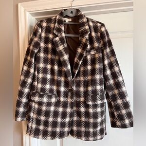 And The Why Plaid Blazer - Brown and white  - Size Medium